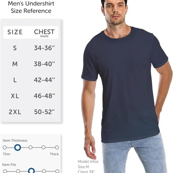 Comfneat Men's 4-Pack Basic Tee Crew Neck Cotton T-Shirts Light Undershirts - Picture 4 of 5